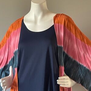 Multi color striped kimono jacket
